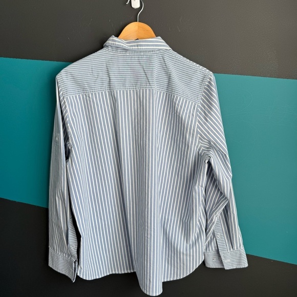 Olsen stripped Gray and White Button Down Shirt with Crisp Cotton Blend - Picture 4 of 8